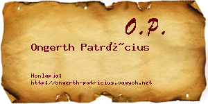 Ongerth Patrícius névjegykártya